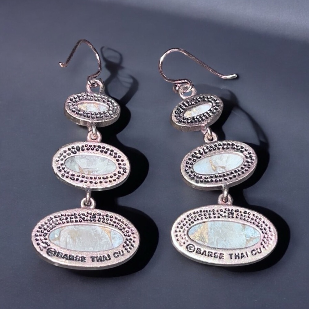 Barse Solid Thailand Copper Agate Dangle Earrings - image 2